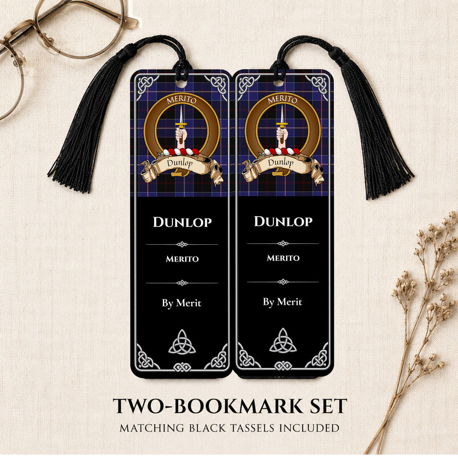 Dunlop Scottish Clan Crest Metal Bookmarks - Brown Set of 2