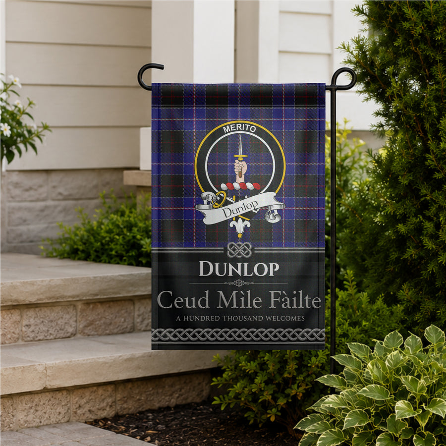 Dunlop Scottish Clan Crest Garden Flag - Black Design