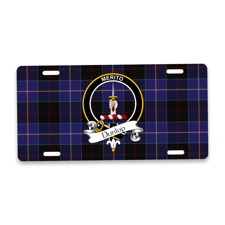 Dunlop Scottish Clan Crest Auto License Plate – Black Crest Design