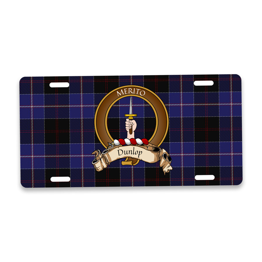 Dunlop Scottish Clan Crest Auto License Plate – Brown Crest Design