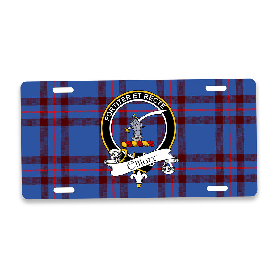 Elliott Scottish Clan Crest Auto License Plate – Black Crest Design