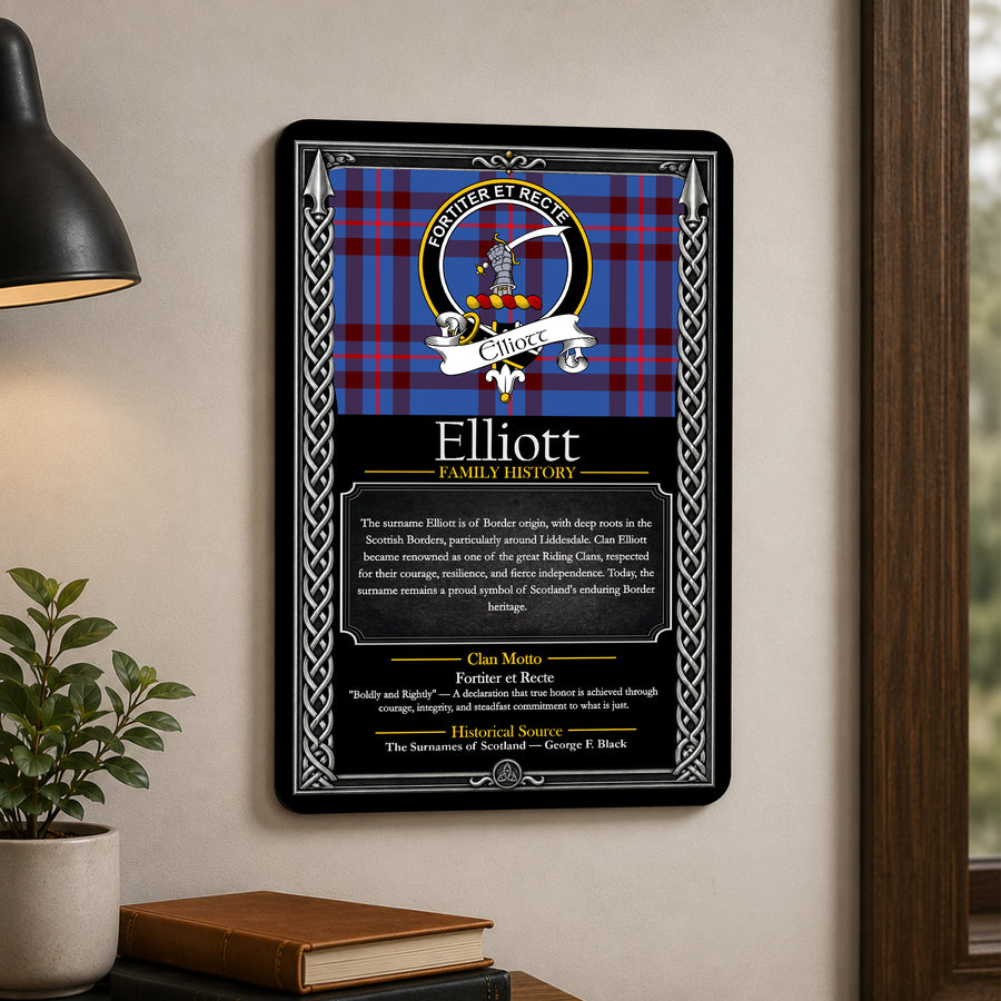 Elliott Scottish Family History Metal Sign