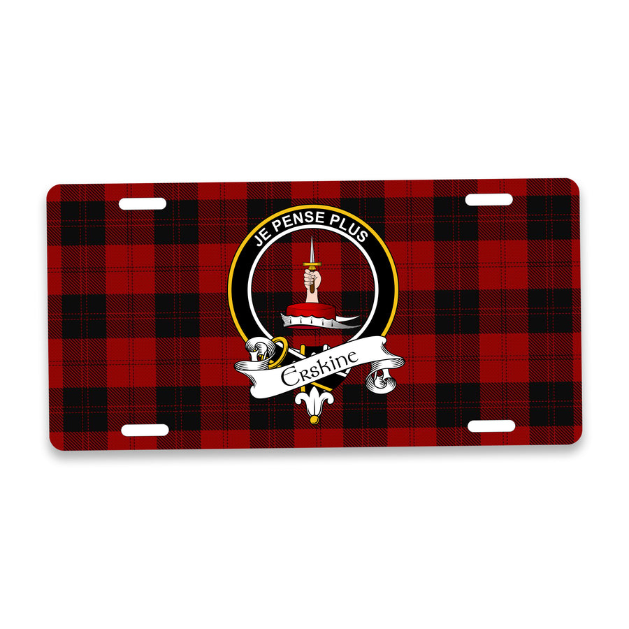 Erskine Scottish Clan Crest Auto License Plate – Black Crest Design