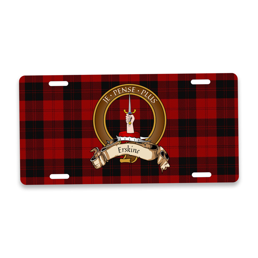 Erskine Scottish Clan Crest Auto License Plate – Brown Crest Design