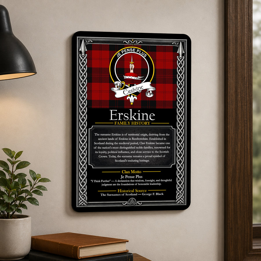 Erskine Scottish Family History Metal Sign