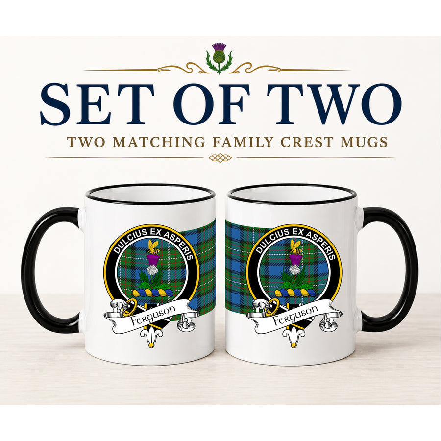 Ferguson Scottish Clan Crest 11 oz Mugs – Black Crest Design | Set of 2