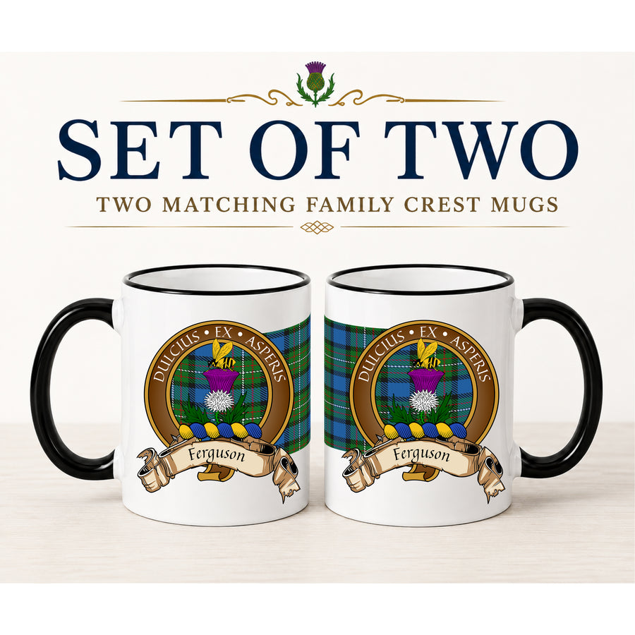 Ferguson Scottish Clan Crest 11 oz Mugs – Brown Crest Design | Set of 2