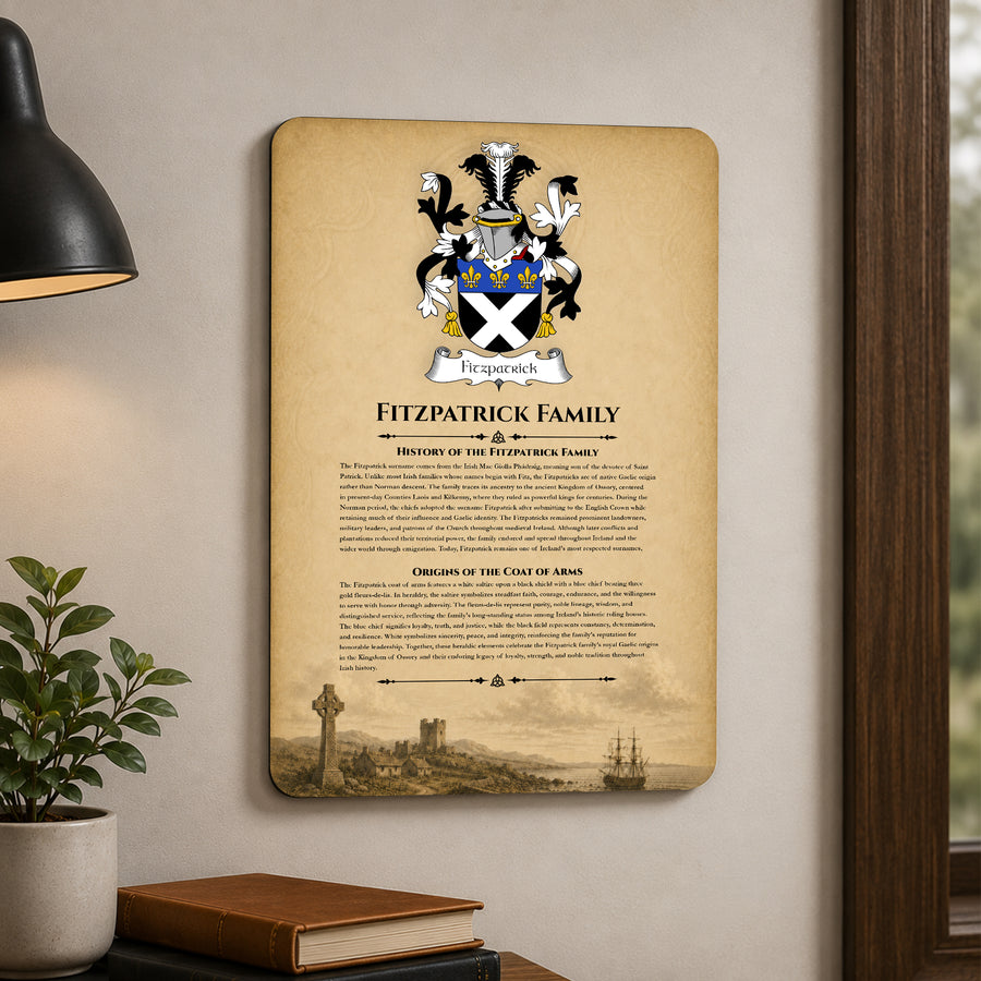 Fitzpatrick Irish Family History Metal Sign