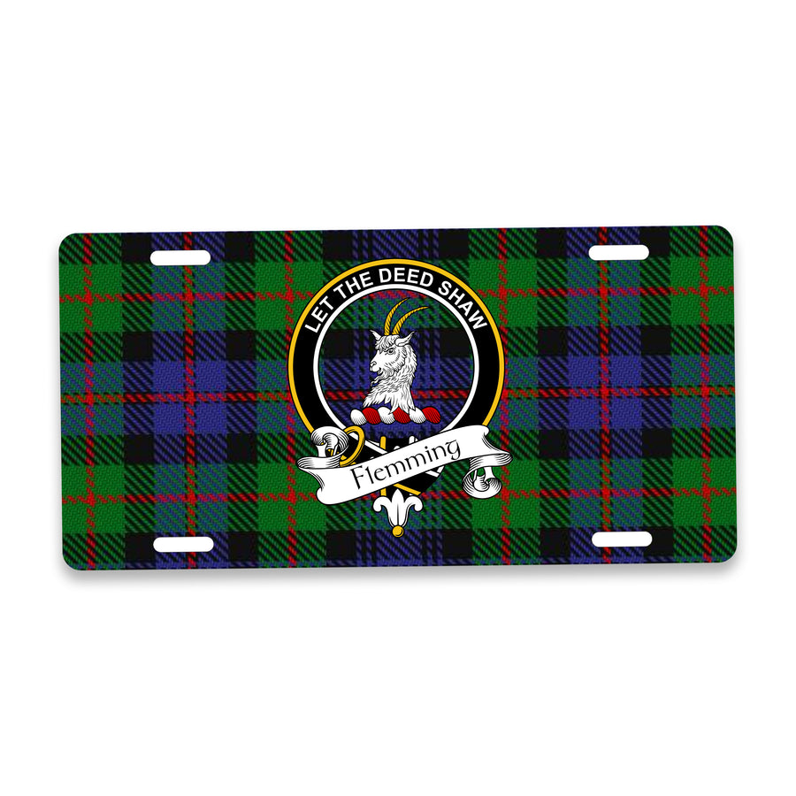 Flemming Scottish Clan Crest Auto License Plate – Black Crest Design