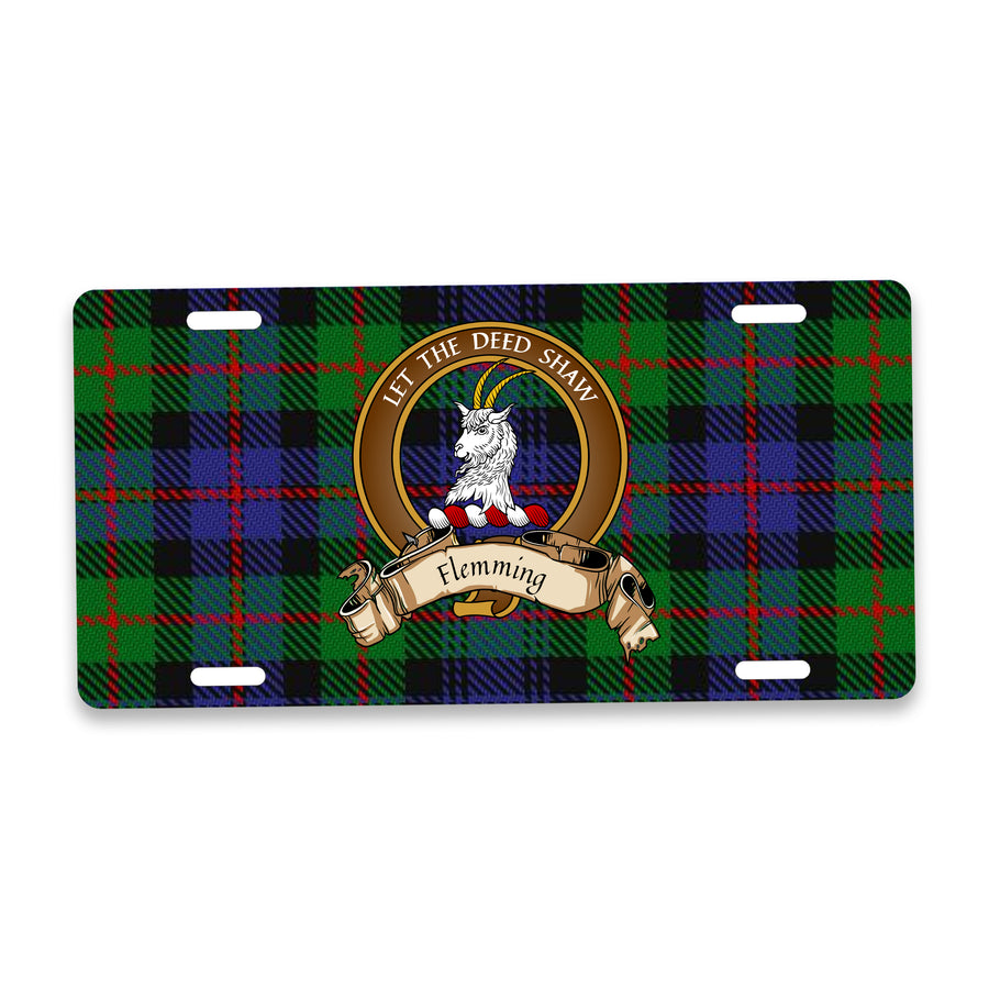 Flemming Scottish Clan Crest Auto License Plate – Brown Crest Design