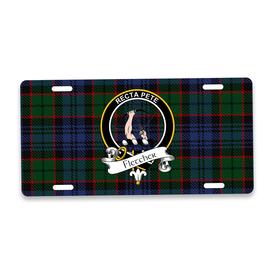 Fletcher Scottish Clan Crest Auto License Plate – Black Crest Design