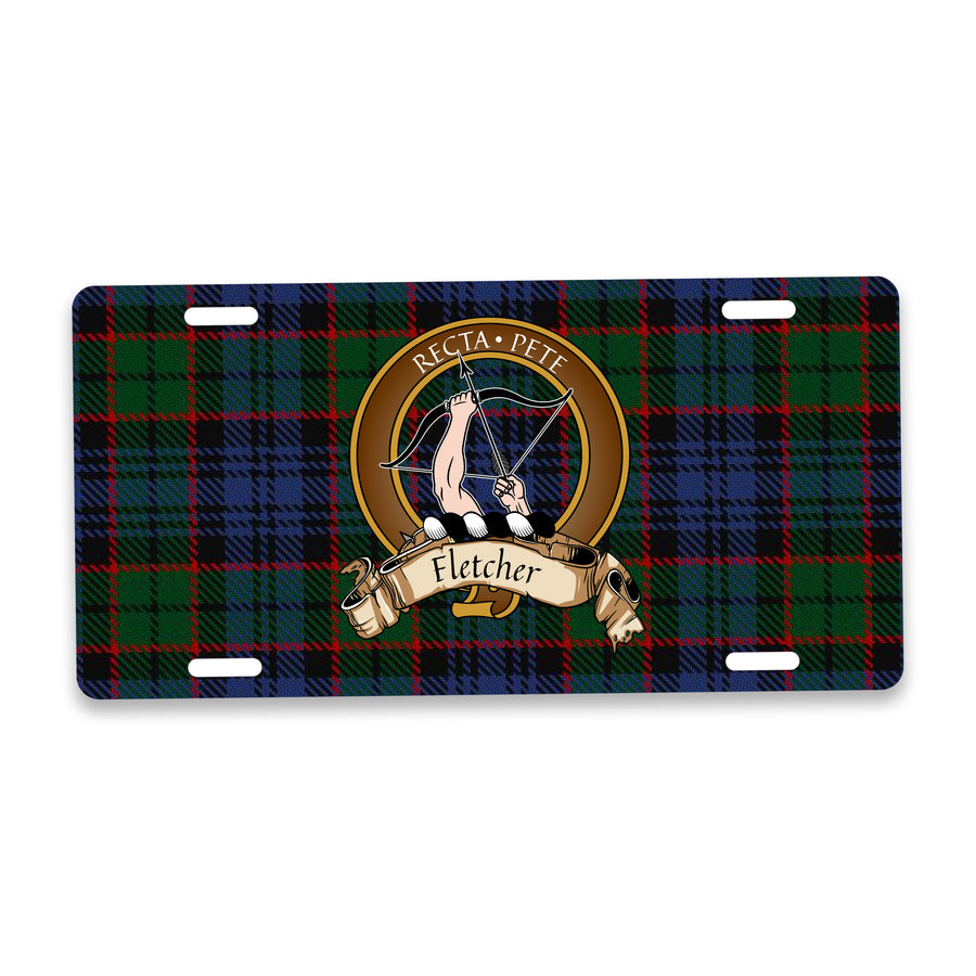 Fletcher Scottish Clan Crest Auto License Plate – Brown Crest Design