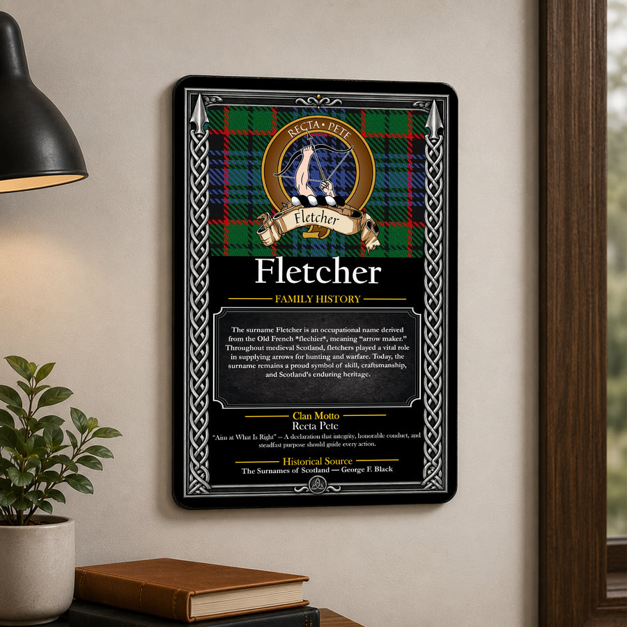 Fletcher Scottish Family History Metal Sign – Brown Crest