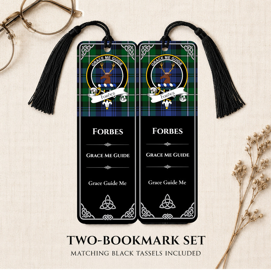 Forbes Scottish Clan Crest Metal Bookmarks – Black Set of 2