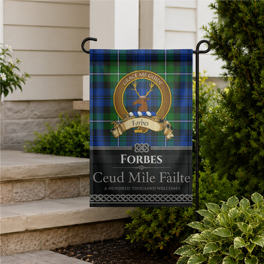 Forbes Scottish Clan Crest Garden Flag - Brown Design