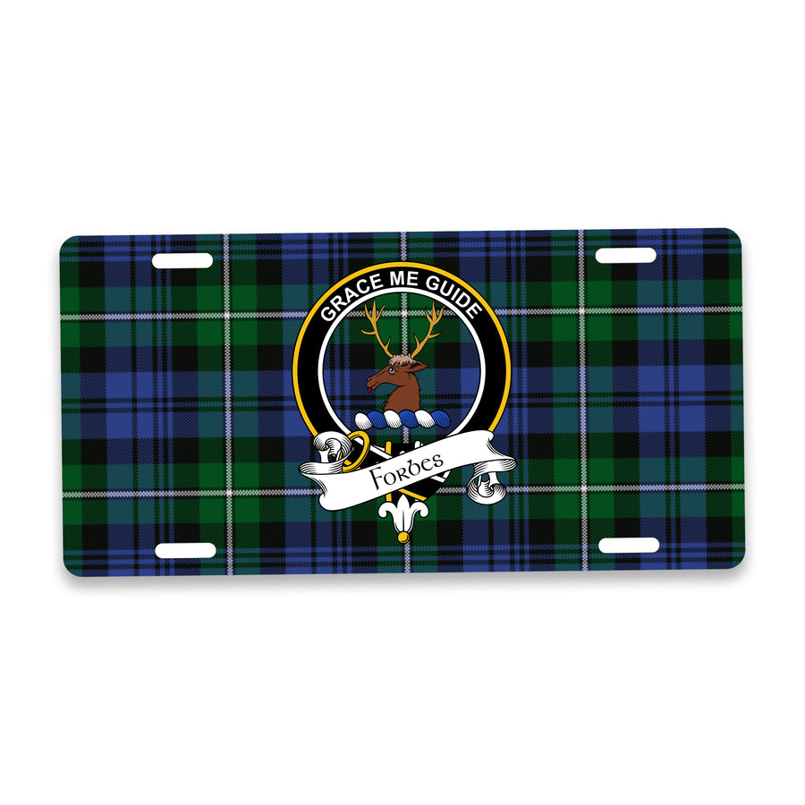 Forbes Scottish Clan Crest Auto License Plate – Black Crest Design