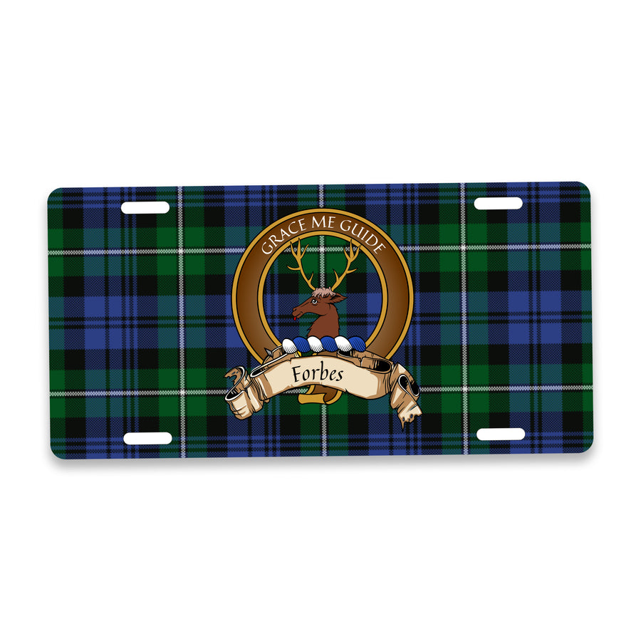 Forbes Scottish Clan Crest Auto License Plate – Brown Crest Design