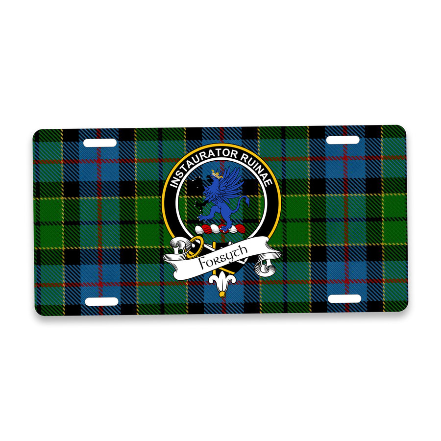 Forsyth Scottish Clan Crest Auto License Plate – Black Crest Design