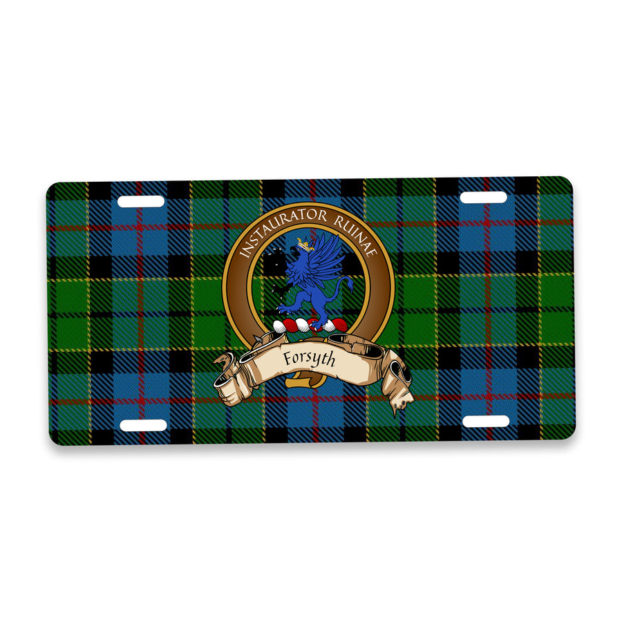 Forsyth Scottish Clan Crest Auto License Plate – Brown Crest Design