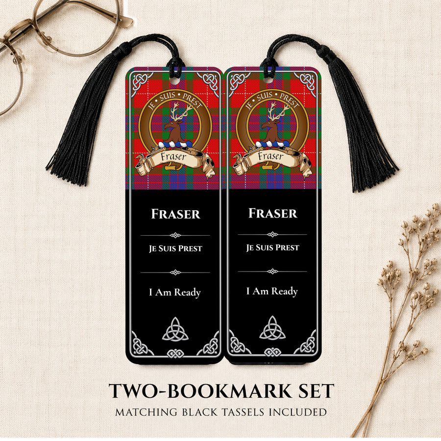 Fraser Scottish Clan Crest Metal Bookmarks - Brown Set of 2