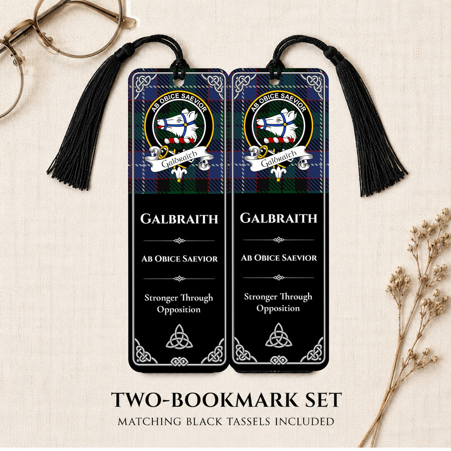 Galbraith Scottish Clan Crest Metal Bookmarks – Black Set of 2
