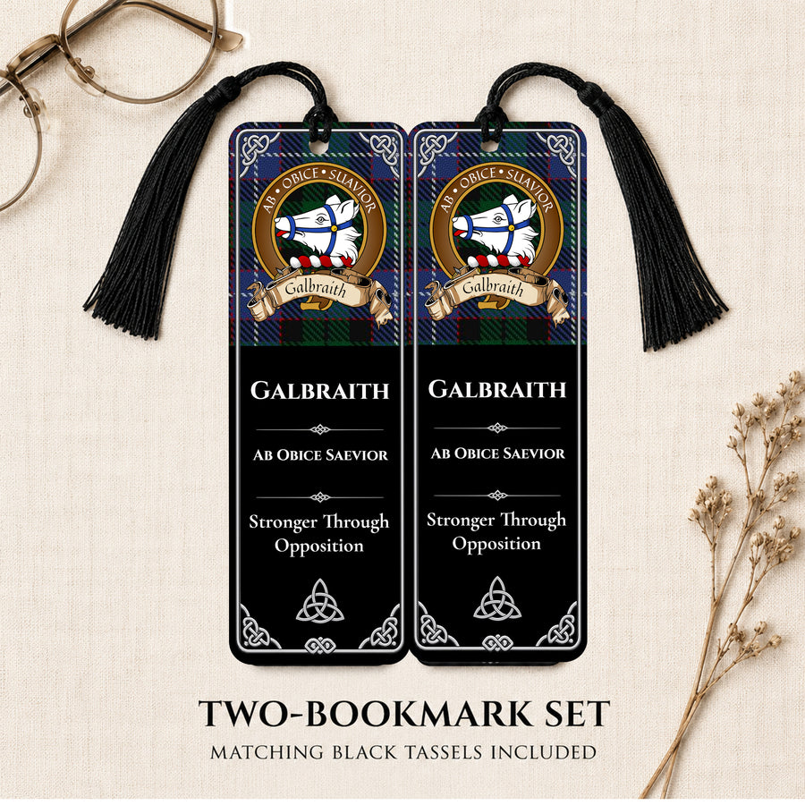 Galbraith Scottish Clan Crest Metal Bookmarks - Brown Set of 2