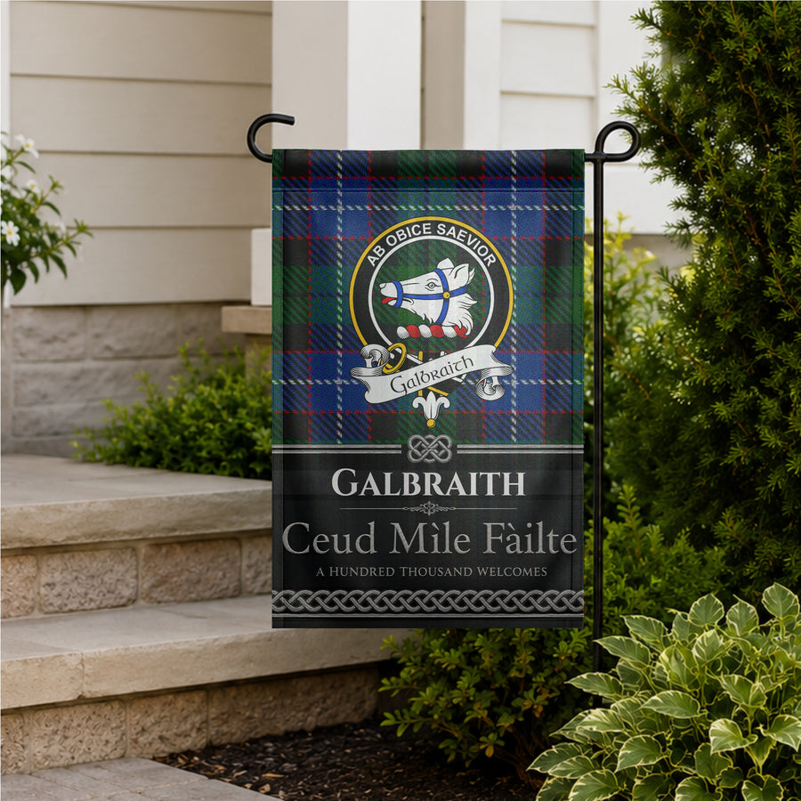 Galbraith Scottish Clan Crest Garden Flag - Black Design