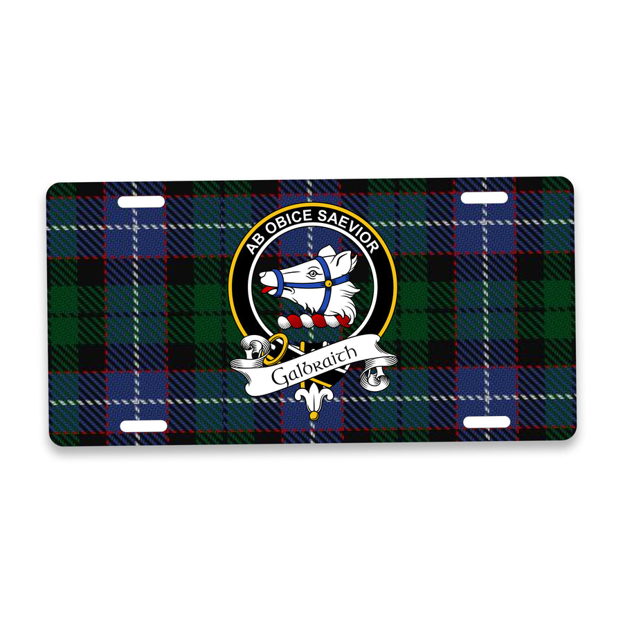Galbraith Scottish Clan Crest Auto License Plate – Black Crest Design