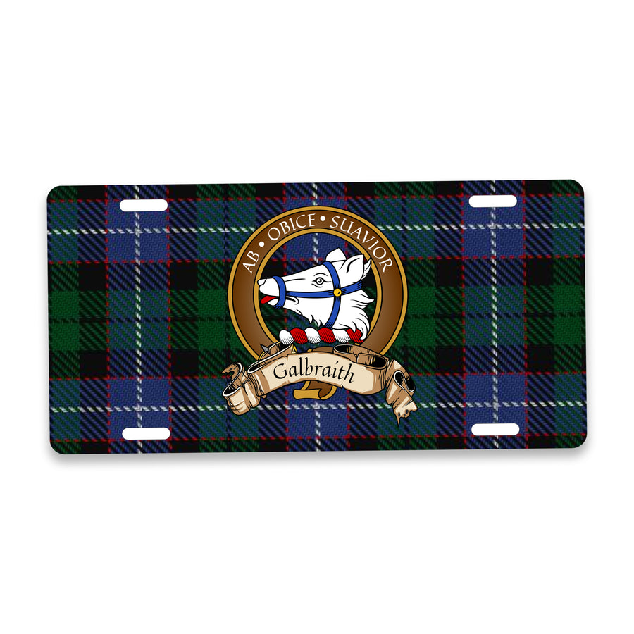 Galbraith Scottish Clan Crest Auto License Plate – Brown Crest Design