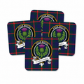Scottish Clan Crest Rubber Coasters - Black Design Set of 4