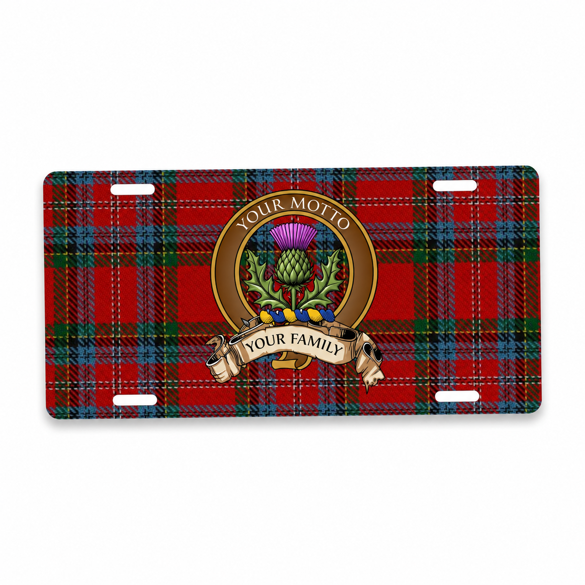 Scottish Clan Crest Auto License Plate – Brown Crest Design