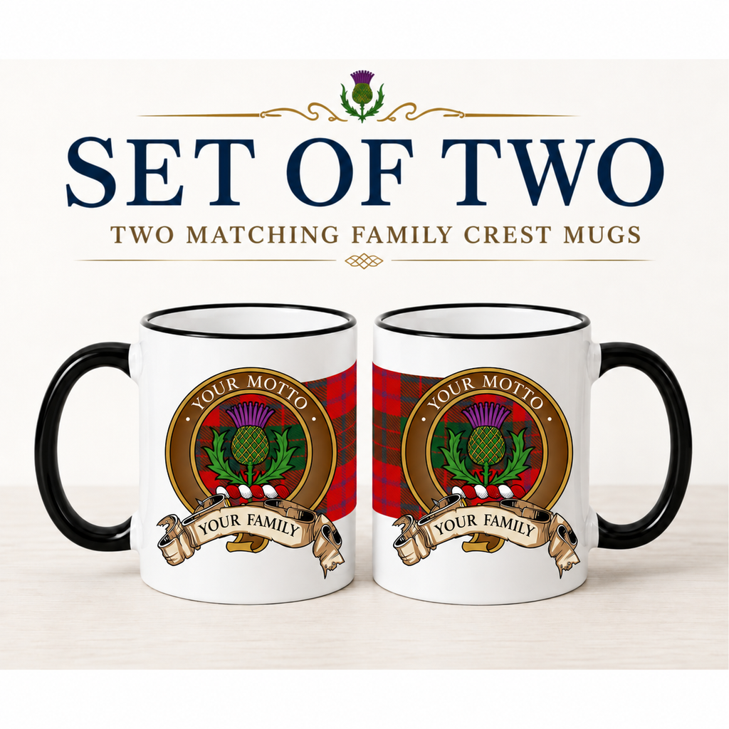 Scottish Clan Crest 11 oz Mugs – Brown Crest Design | Set of 2