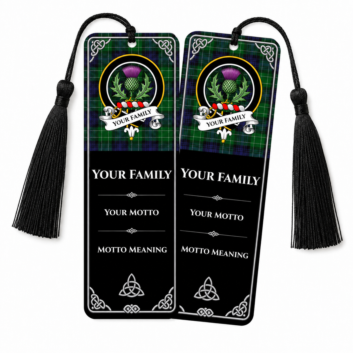 Scottish Clan Crest Metal Bookmarks – Black Set of 2