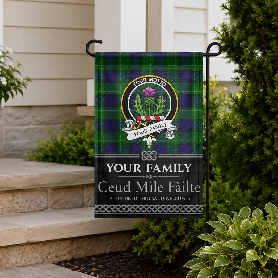 MacKenzie Scottish Clan Crest Garden Flag - Black Design