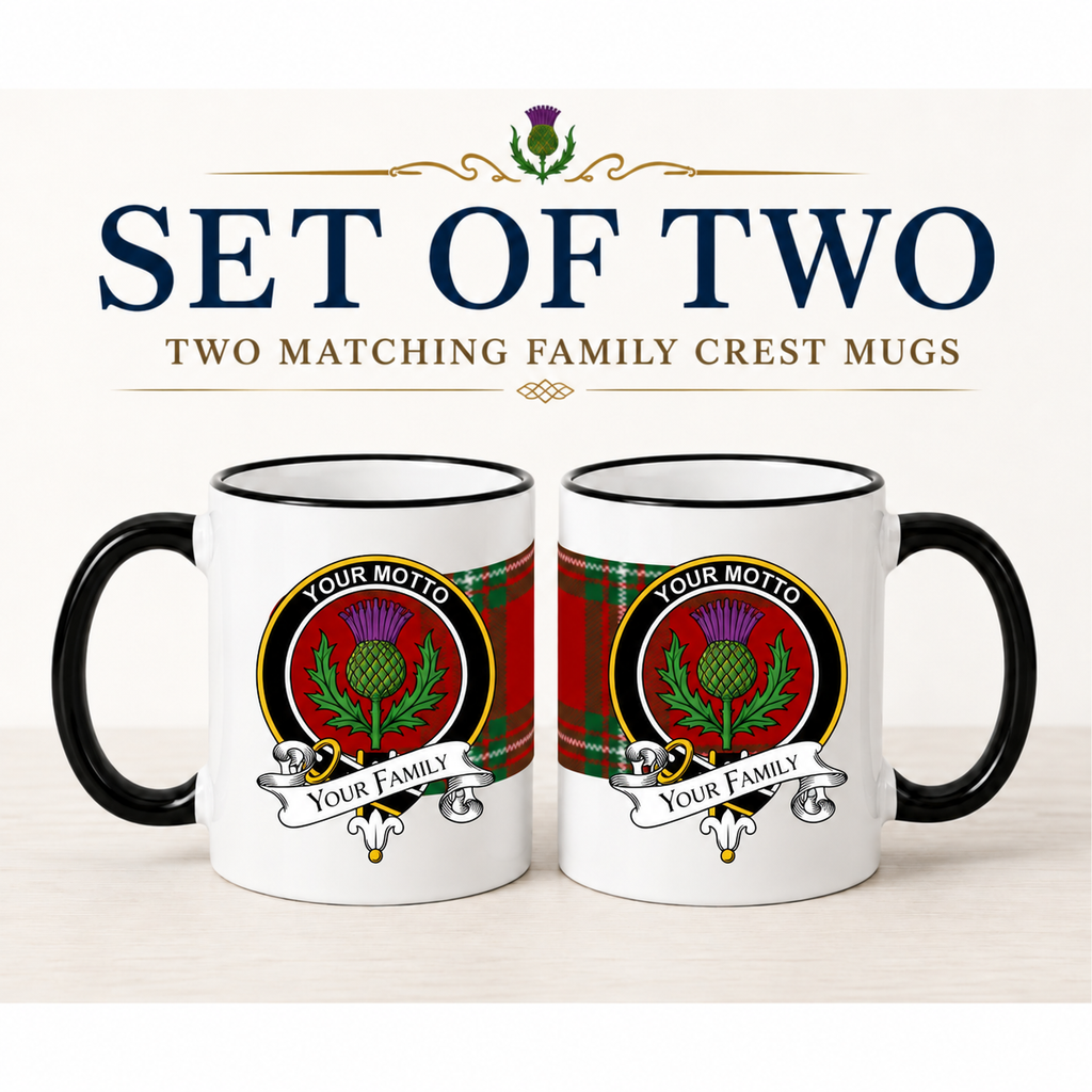 Scottish Clan Crest 11 oz Mugs – Black Crest Design | Set of 2
