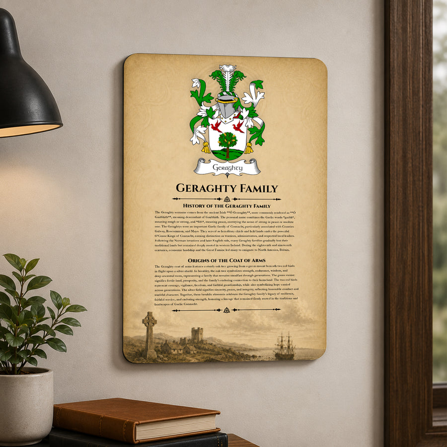 Geraghty Irish Family History Metal Sign