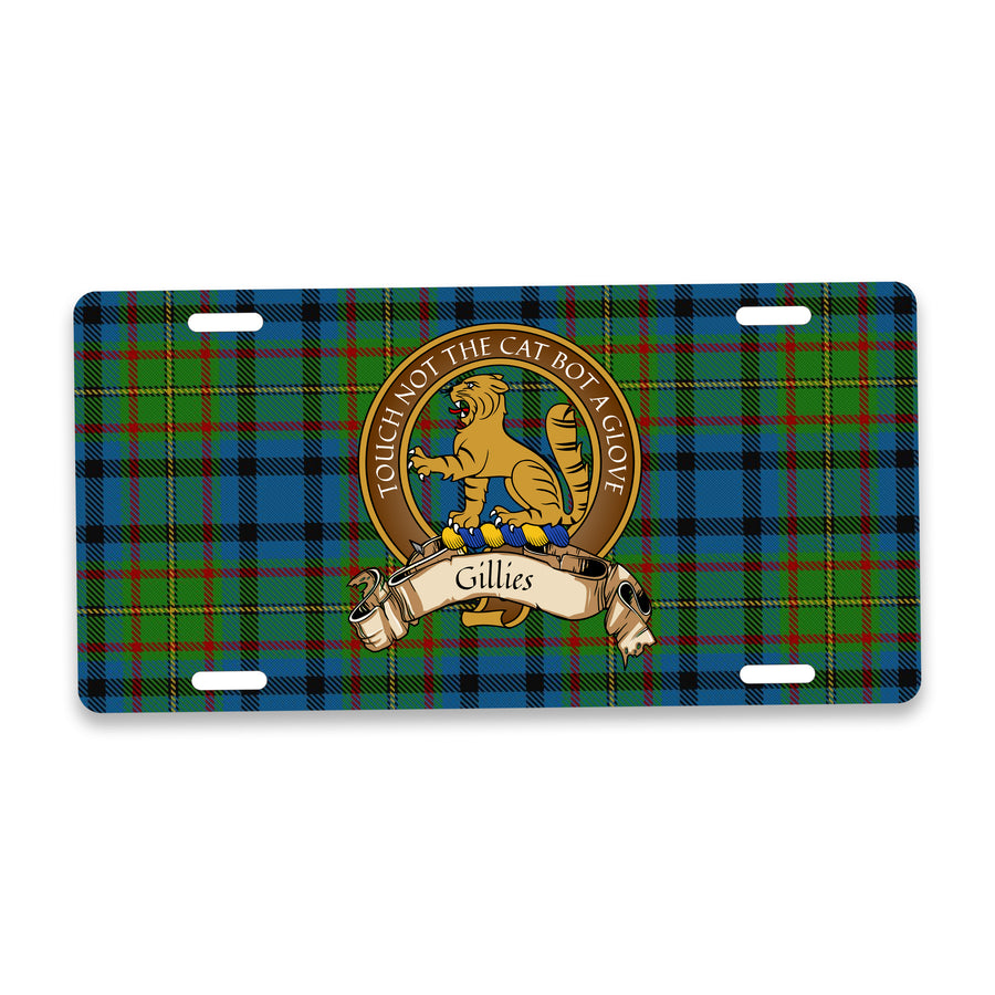 Gillis Scottish Clan Crest Auto License Plate – Brown Crest Design