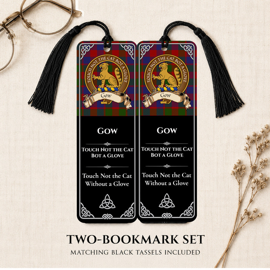 Gow Scottish Clan Crest Metal Bookmarks - Brown Set of 2