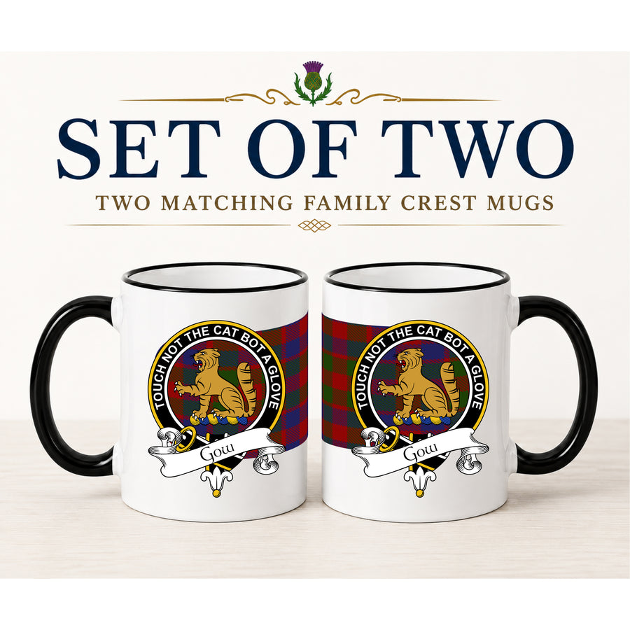 Gow Scottish Clan Crest 11 oz Mugs – Black Crest Design | Set of 2