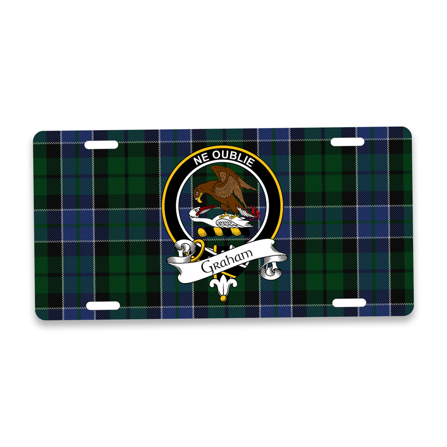 Graham Scottish Clan Crest Auto License Plate – Black Crest Design