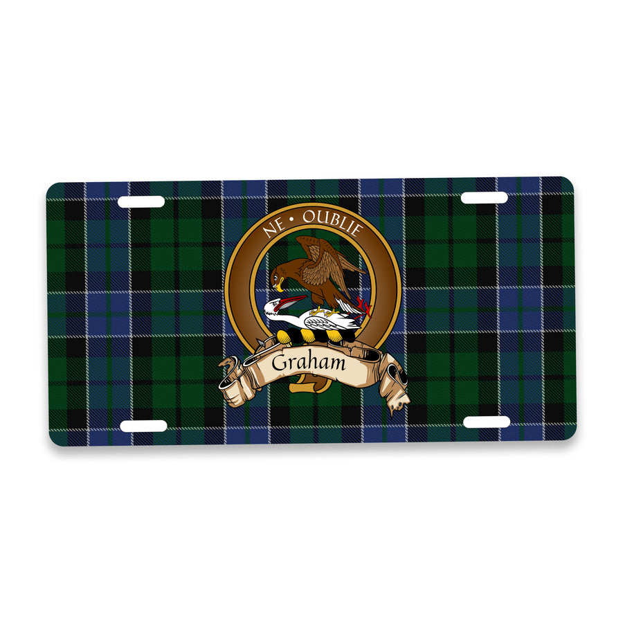 Graham Scottish Clan Crest Auto License Plate – Brown Crest Design