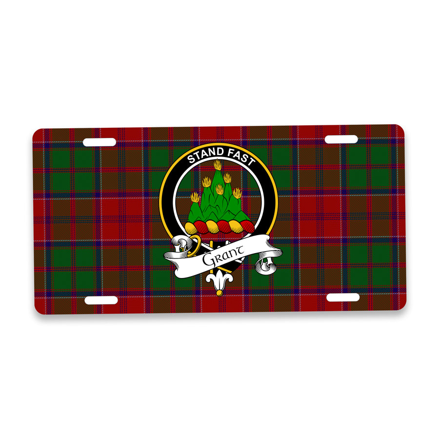 Grant Scottish Clan Crest Auto License Plate – Black Crest Design