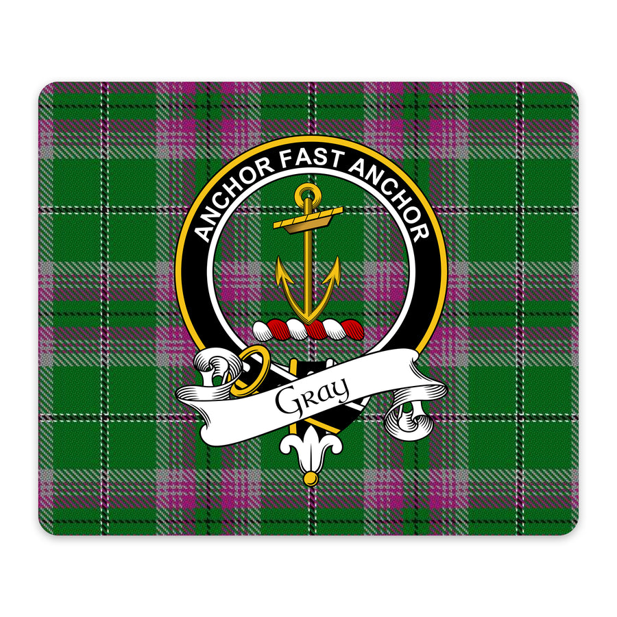 Gray Scottish Clan Crest Mouse Pad – Black Crest Design