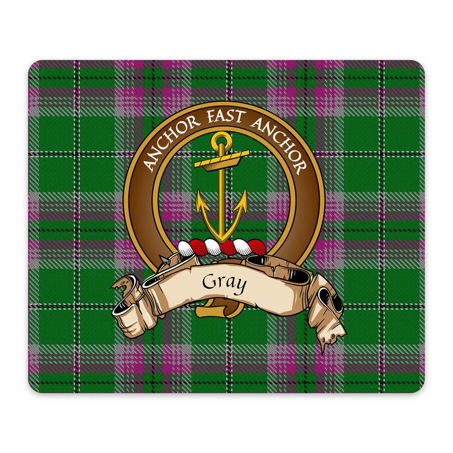 Gray Scottish Clan Crest Mouse Pad – Brown Crest Design