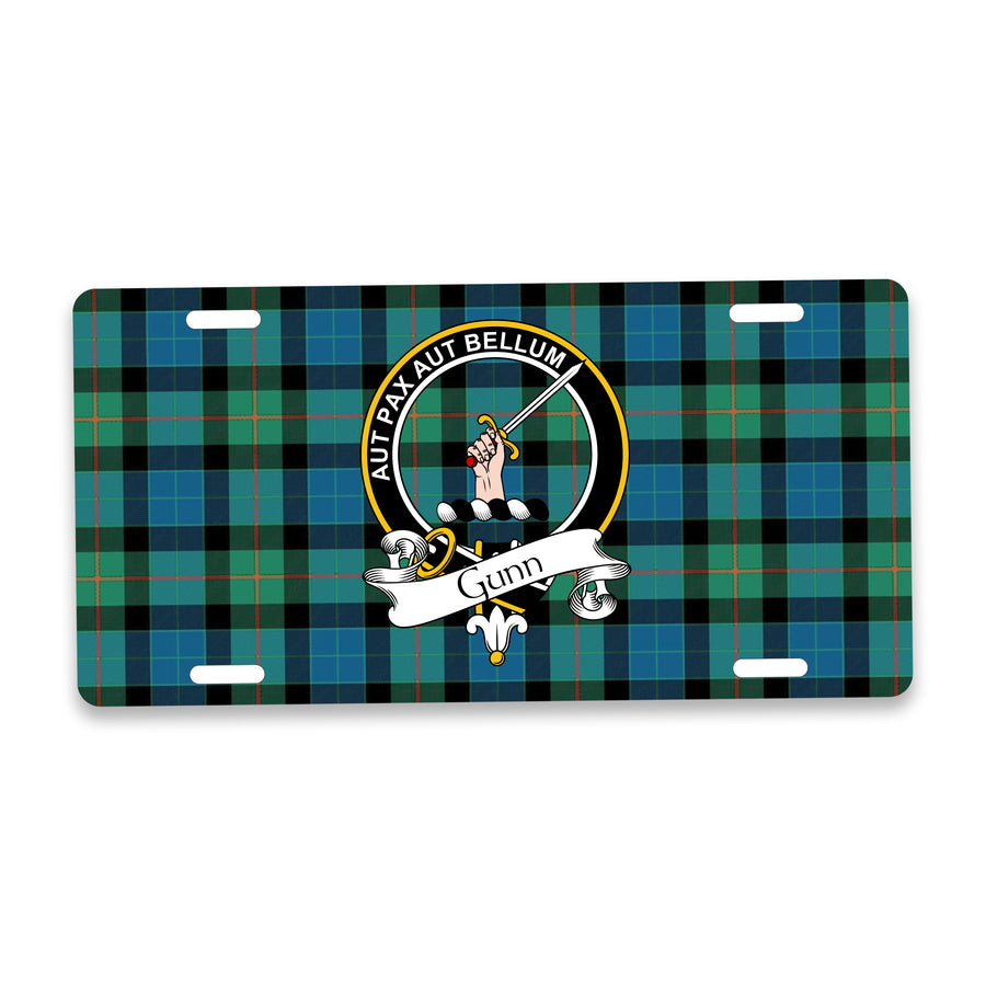 Gunn Scottish Clan Crest Auto License Plate – Black Crest Design