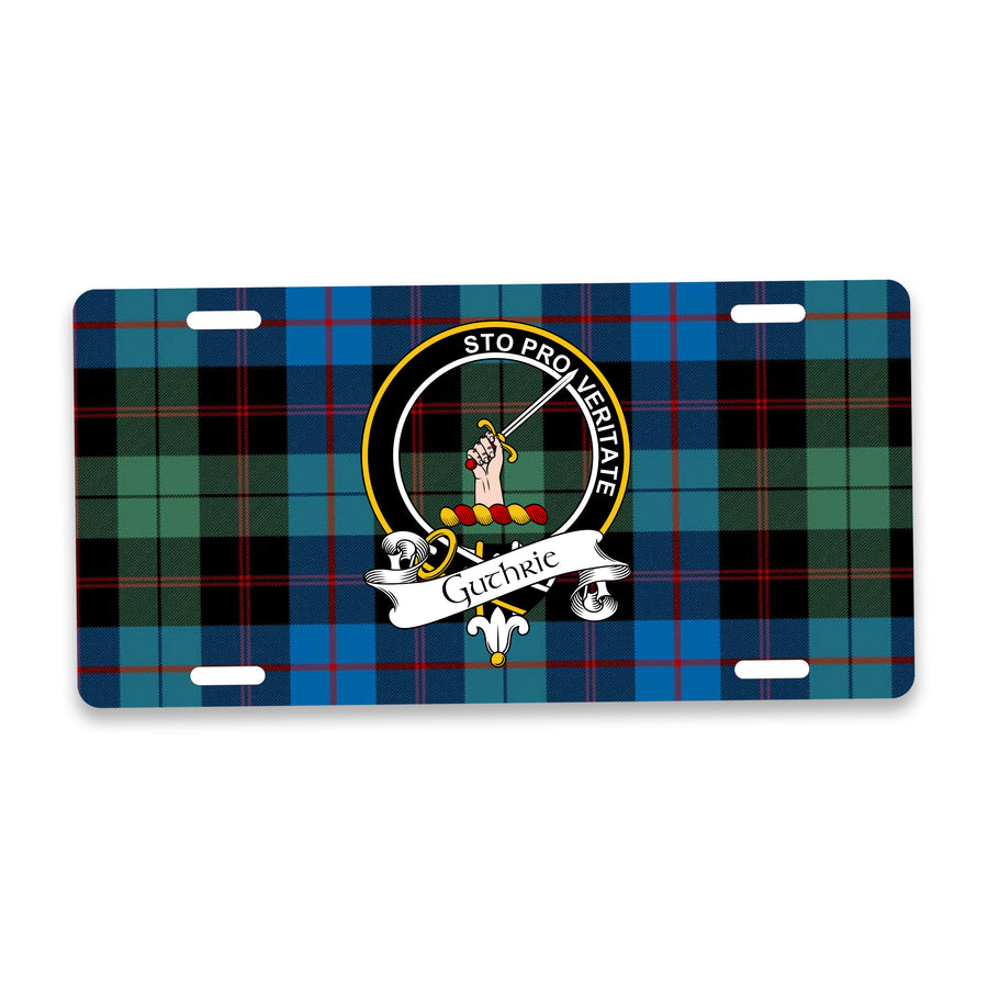 Guthrie Scottish Clan Crest Auto License Plate – Black Crest Design