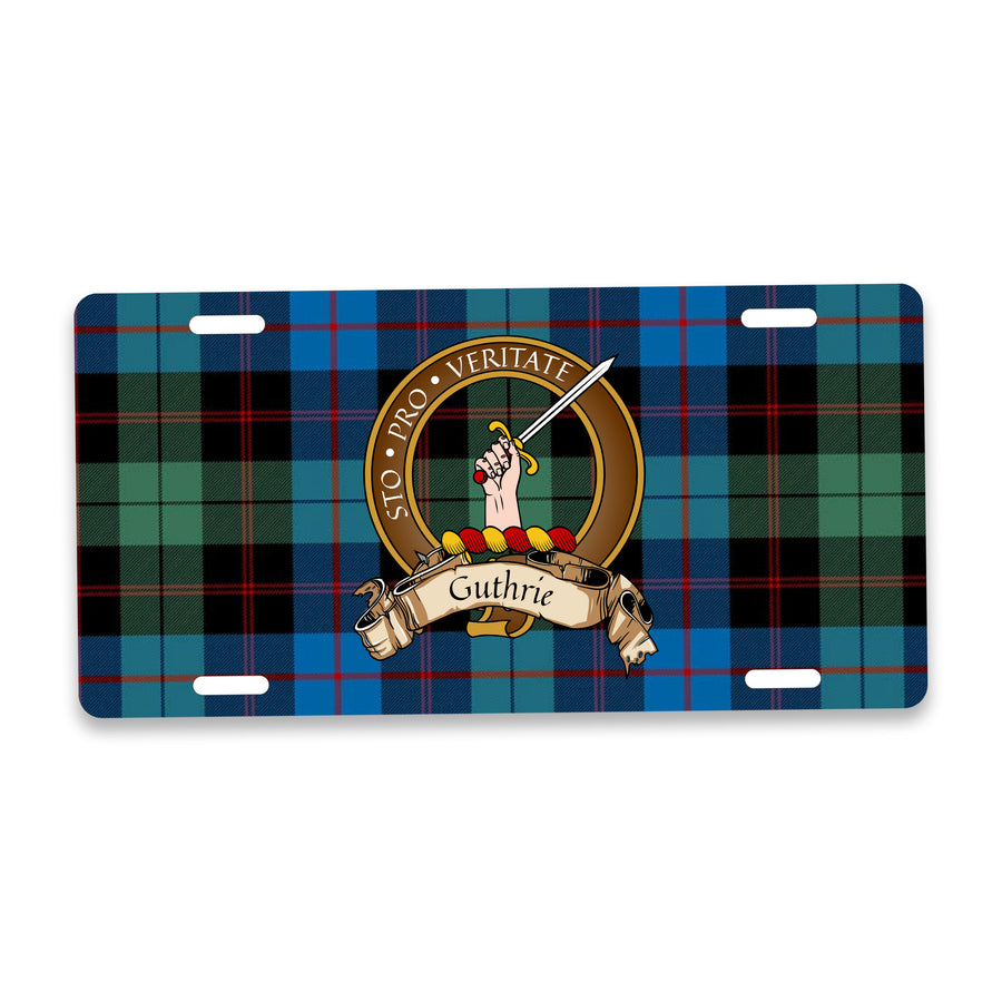 Guthrie Scottish Clan Crest Auto License Plate – Brown Crest Design