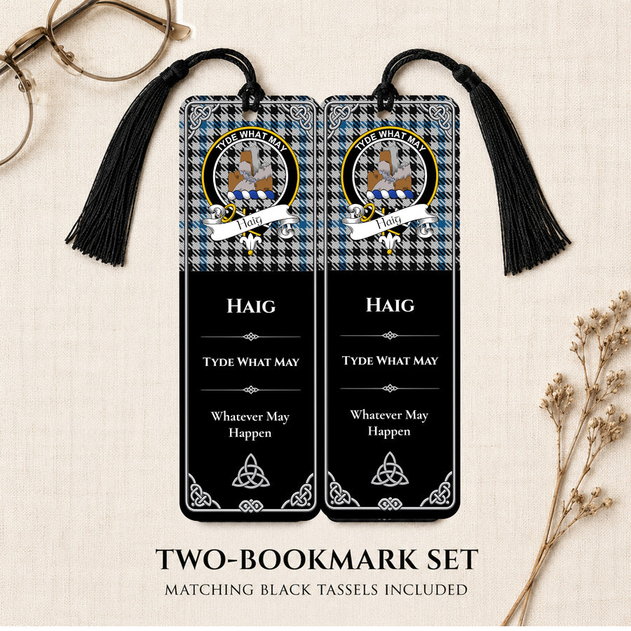 Haig Scottish Clan Crest Metal Bookmarks – Black Set of 2