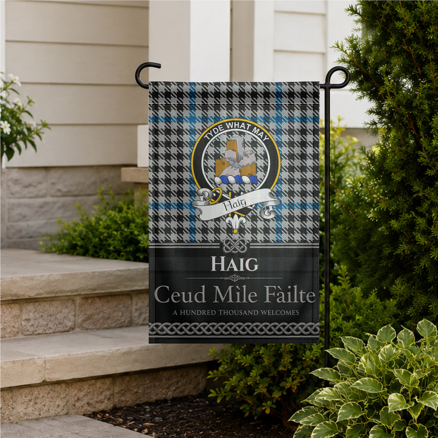 Haig Scottish Clan Crest Garden Flag - Black Design