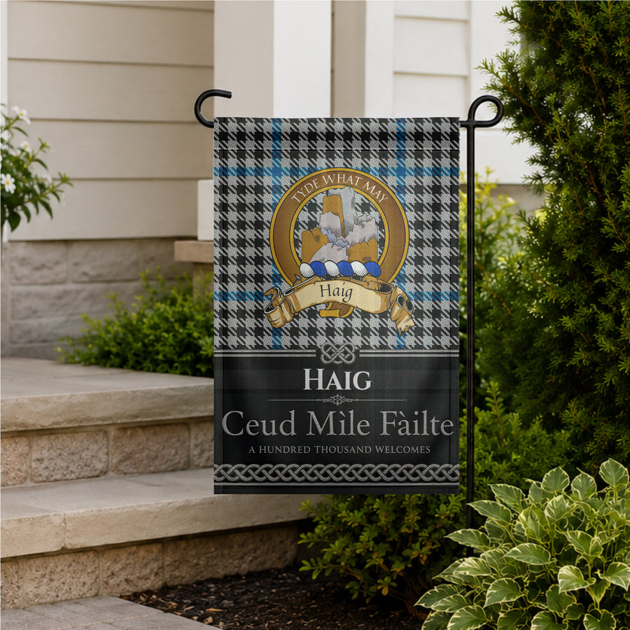 Haig Scottish Clan Crest Garden Flag - Brown Design